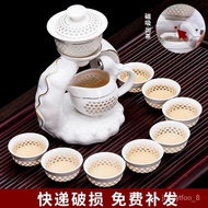 Semi-Automatic Tea Making Device Hollow-out Exquisite Lazy Teapot Dehua Ceramic Living Room Complete Set Automatic Tea S