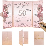 DARUNAXY Rose Gold 50th Birthday Party Decorations, Happy 50th Birthday Alternative Signature Guest 