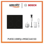 Bosch PUE611BB5J Series 4 Induction hob 60 cm + MS6CA4150 Hand blender ErgoMixx 800 W White, anthracite