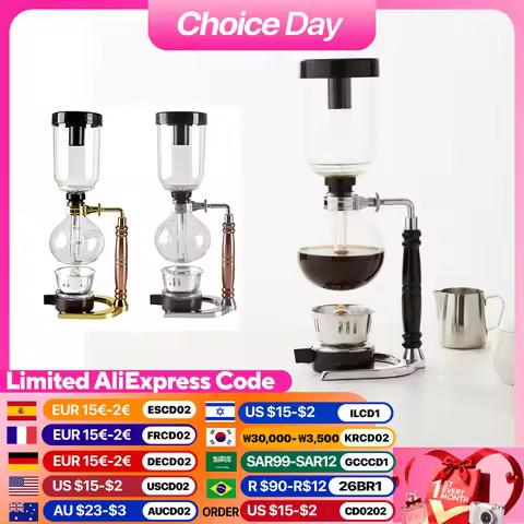 3/5Cups Syphon Pots High Quality Coffee Kettle Pot Set Filter Syphon Coffee Maker Tea Siphon Heat-Re