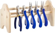 BENECREAT Mini Wood Pliers Rack, 9.8x3.7x5inch Jewelry Pliers Holder Rack, Bench Top Organizer for J