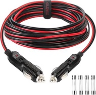 CUZEC Heavy-Duty 20A 8ft / 2.44m 14 AWG Male to Male Cigarette Lighter Plug Charger Cord with LED In