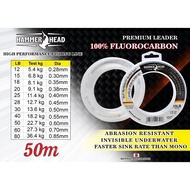 Premium Leader Fishing Line 100% Fluorocarbon 60Lb 40Lb/ 30Lb 50m Hammer Head