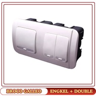 Broco Galleo White 2 Gang Single Single Switch + Double Series IB Inbow Embedded Switch White G26162