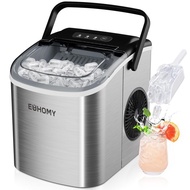 EUHOMY Ice Maker Countertop with Handle, 26lbs in 24Hrs, 9 Ice Cubes Ready in 6 Mins, Auto-Cleaning 