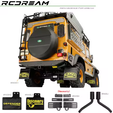 RCDream 1/10 3D Effect Soft Rubber Mud Flaps TPU Mudguard Film / Tail Exhaust pipe for FCX10 Camel D