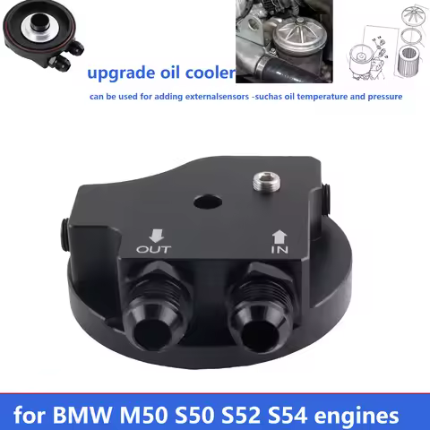 Engine Oil Filter Cap With Oil Cooler Fittings for BMW M50 S50 S52 S54 E36 E46 Aluminum adapter oil 
