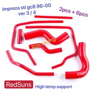 Redsuns silicone Hose Kit Subaru Impreza WRX STI GC8 GF8 EJ20 2.0 96-00 ver 3-4 red / blue 4 layer ~