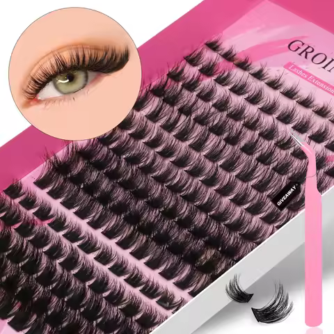 GROINNEYA DIY Eyelashes Cluster Lashes Kit Extensions Premade Volume Eyelash Extension With Eyelash
