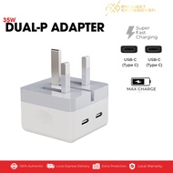 35W Dual Port Tpye C Fast Charger (USB C 1m/2mCable) Power Adapter Quick Charging Travel Wall Charge