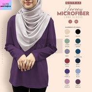 𝐐𝐀𝐘𝐑𝐀𝐀 Jersey Plain Microfiber Long Sleeve Round Neck / Size : S-5XL / Women Muslim Wear / Jersi T-shirt Kosong Unisex