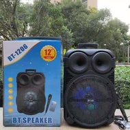 BT-1206 12 Inch LED Portable Super Bass Speaker Bluetooth/USB/TF/LED Light