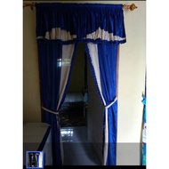 Striped center split fringe curtain
