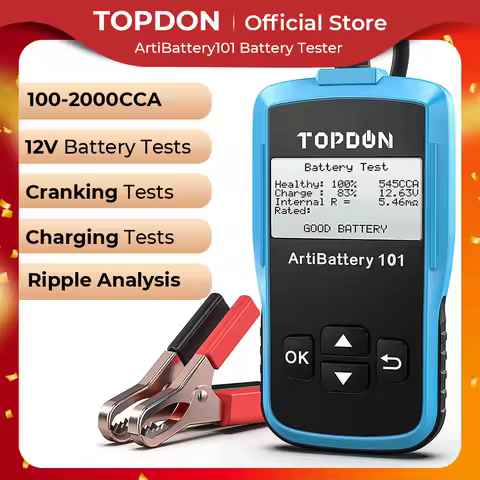 TOPDON AB101 Digital Battery Tester 12V Portable Car Battery Monitor Car Cranking Charging Circut Te