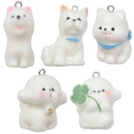 5 Cartoon Cute Flocking West Highland Samoyed Puppy Doll Pendant Pendant DIY Keychain Jewelry Access