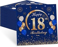 Napkins 18th Birthday Boy, 60 Pieces Blue Birthday Napkins, Happy Birthday 18 Napkins, 2-Layer Table