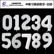 40 Inch New Style Number Balloon Imitation Beautiful Big Number Balloon White Number 0-9 Helium Arra
