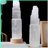 Selenite Tower Lamp - Colour Change - Natural Selenite From Morocco (20cm Size)