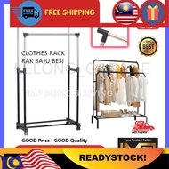 Ampaian Baju/ Rak Baju Besi Roda Stainless Steel Rak Baju Ampaian Baju  Penyidai Baju Penyangkut Baju Ampaian Baju