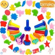 TAMAKO Painting Tools, Round Mushroom Head Seal Topography Sponge Stick Assorted Patterns, Painting Graffiti Tool Paint Sponge Art Materials