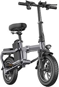 Tricycle Adult Electric Ebikes Folding Electric Bikes Adults Aluminum Alloy 14In City E-Bike with 48V Removable Large Capacity Lithium-Ion Battery without Chain Lightweight Electric Bicycle for Unise