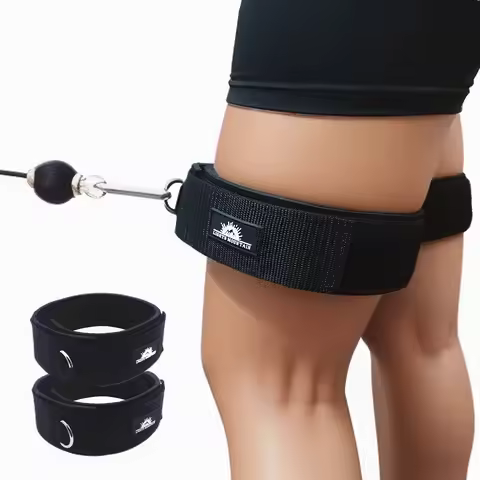 1 Pair Adjustable Thigh Ankle Strap Leg Cuffs Neoprene Padded Straps D-Ring Glute Kickback for Home 
