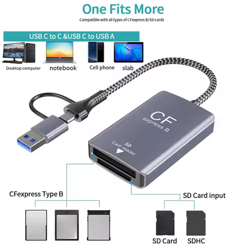 Superb 2 In 1 CF Express Type B Card Reader CF Express Card Reader Type B Adapter USB 3.2 10Gbps Por