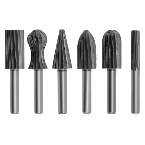 6pcs Mini Round HSS Burr Drill Bits Set for Woodworking Steel Rotary Tool Rasp File Set Plastics Woo