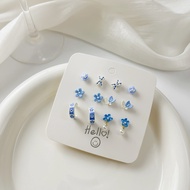Silver Needle Earrings Set for Women Trendy Fashion Small Earrings