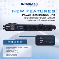 INDORACK 6-Pin Socket PDU6G Power Distribution Germany 6-Slot Plug Electrical Plug Specifications: P