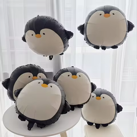 4 cartoon penguin aluminum foil balloons, suitable for birthday parties, themed events, and decorati