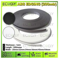 ECODIY🇲🇾 200mtr ABS Edging Sisi Papan Wood Edging [Roll] (20mm/22mm/29mm/36mm/45mm/54mm) (White/Blac