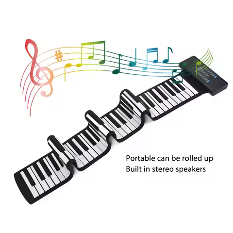 88 Keys Roll Up Piano Rechargeable 128 Tones Rhythms Electronic Hand Roll Piano with LED Display MID