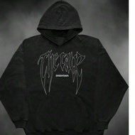 Men's Gothic Letter Print Hoodie - "THE CULT Essentials" Oversized Streetwear Pullover, Dark Punk Ae
