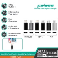 FELESS อะแดปเตอร์แปลงหัวชาร์จ Micro USB To Type C/Type C To Micro USB/Type C To Lightning/Micro USB To L หัวแปลง Adapter สำหรับ iPad iPhone 5/6/7/8/X Samsung S10+ Huawei P30 Samsung A50 OPPO VIVO XIAOMI OTG Converter