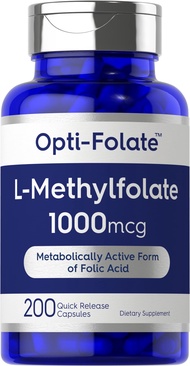 Carlyle L Methylfolate 1000mcg | 200 Capsules | Value Size | Optimized and Activated | Non-GMO, Glut