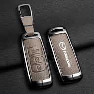 Hợp kim kẽm da dê da thật thông minh 2/3 nút vỏ bọc chìa khóa xe khóa điều khiển từ xa vỏ cho Mazda 