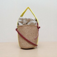 CHLOE 拼色草編菜籃子小水桶手提斜挎包肩背包
