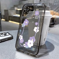 Good case 🔥COD🔥Dark Purple Fresh Flowers SPACE Case สําหรับ iPhone 11 7Plus XR 6s 6 Plus X XS Max 12 13 14 Pro Max 15PRO MAX SE 2020  เคสโทรศัพท์มือถือนิ่ม สําหรับ เคสใสกันกระแทก