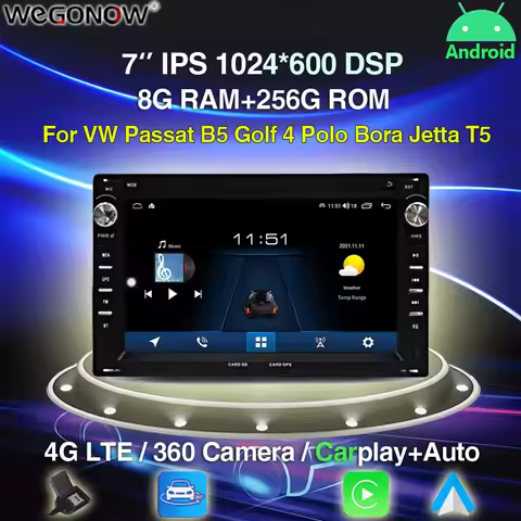 7862 8G+256G DSP Carplay Android 12.0 IPS Car DVD Player GPS WIFI Bluetooth RDS Radio For VW Passat 