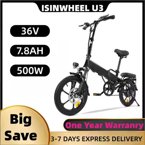 Isinwheel U3 Adult Electric Bicycle,500W city ebike, 36V 7.8AH commuting E-bike, 16 Tire Foldable El