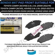 BENDIX DISC BRAKE PAD FRONT FOR TOYOTA CAMRY [ACV40, ASV50, ACV51] '06-17YR / LEXUS ES250 ES300 ES350 '12-17YR