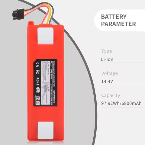 14.8V 6800mAh Li-ion Replacement Battery Compatible with Roborock S5 S6 S7 E20 E25 E35 1C Q7 Max Swe