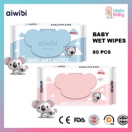 Aiwibi Premium Baby Wipes (80 Sheets) Tea-Tree & Fragrance Free/ Daily Wipes/ Wet Tissue/ Pure Water
