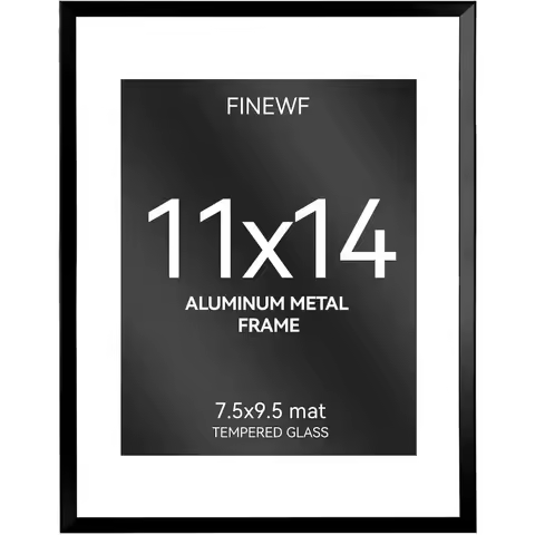 11x14 Aluminum Picture Frame Tempered Glass Metal Framed For 8x10 inch Photo Poster with Mat (Withou