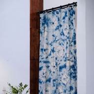 雨荷 手工紮染藍染純棉窗簾門簾 原創設計天然草木染訂製成品窗簾