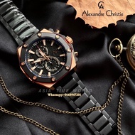 *Ready Stock*ORIGINAL Alexandre Christie 9601MCBBRBA Quartz Black Stainless Steel Chronograph Men’s Watch
