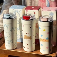 Aks Thermos Cup Straw Cup Straw Thermos Cup Thermos Bottle Accompanying Coffee Cup Cute Water Cup Wa