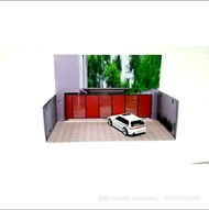 Diorama papercraft Rumah pagar merah skala 64 buat photography
