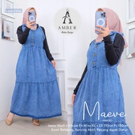 MAEVE Overall Jeans Wanita Rok Terbaru Kekinian Murah Snow Blue Black - Jumpsuit Baju Kodok Terusan 